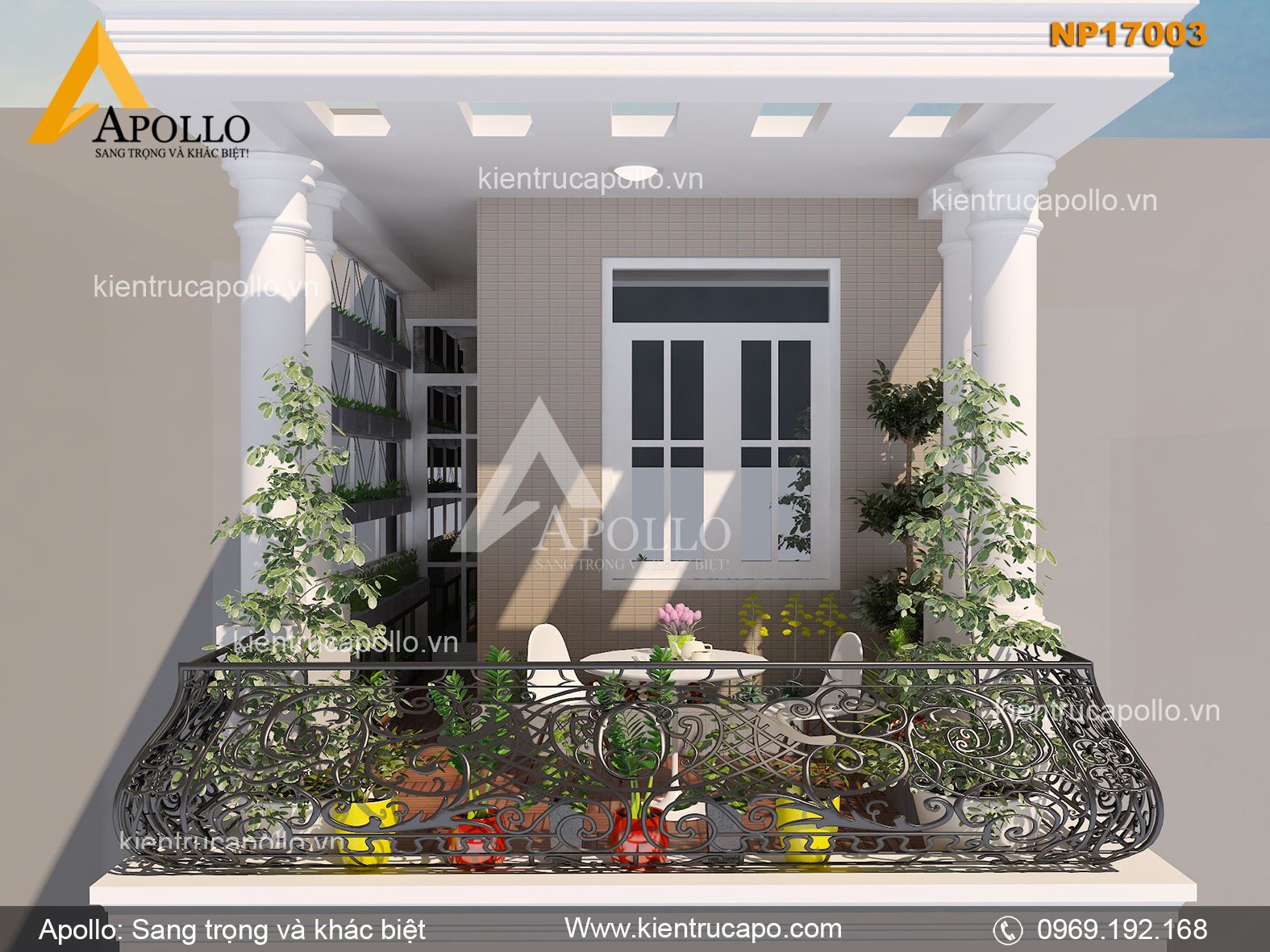 Mẫu nhà phố tân cổ điển 4 tầng đẹp thơ mộng (NP17003)